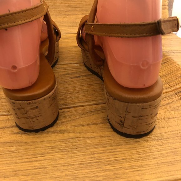 Sundance brown cognac  wedge cork sandals, 7.5 - Picture 4 of 12